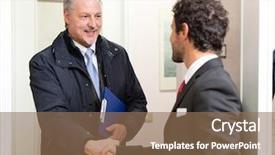  Presentation with handshake - PPT theme consisting of suppliers meetings - handshake between businessmen background and a violet colored foreground