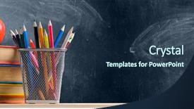  Presentation with back school - Presentation theme consisting of supplies - back to school accessories books background and a navy blue colored foreground