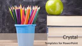  Presentation with back school - Audience pleasing presentation design consisting of supplies - back to school concept backdrop and a  colored foreground