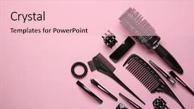  Presentation with professional - Amazing slides having supplies - professional hairdresser set on color backdrop and a lemonade colored foreground