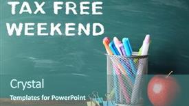  Presentation with free school - Slide deck consisting of supplies with text tax free background and a ocean colored foreground
