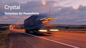  Presentation with supply chain - Presentation theme featuring supply chain transport - truck on a highway background and a gray colored foreground