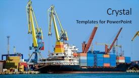 Presentation with cargo - PPT theme featuring supply vessel - cargo loading background and a light blue colored foreground