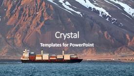  Presentation with cargo ship - Cool new slides with supply vessel - cargo ship with icelandic landscape backdrop and a gray colored foreground