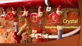  Presentation with brick wall - Slide set having supply vessel - heating system with a special background and a tawny brown colored foreground