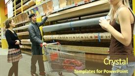  Presentation with green building materials - PPT theme having supplychain - couple in building materials shop background and a tawny brown colored foreground