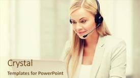  Presentation with technology - Cool new presentation design with support center - business call centre and technology backdrop and a soft green colored foreground