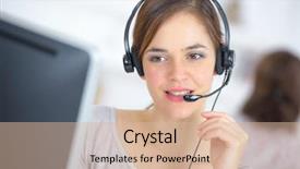  Presentation with centre d appel - Beautiful presentation theme featuring support center - call centre worker backdrop and a  colored foreground