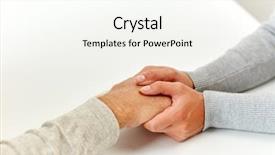  Presentation with holding hands old young - Slide deck featuring support charity care and people background and a sky blue colored foreground