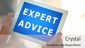  Presentation with support - Colorful PPT theme enhanced with support concept man holding tablet backdrop and a  colored foreground