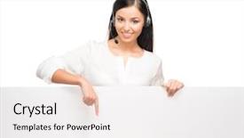  Presentation with support - Audience pleasing slide set consisting of support operator with the blank backdrop and a sky blue colored foreground