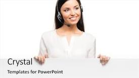  Presentation with robotic limb support - Cool new presentation design with support operator with the blank backdrop and a  colored foreground