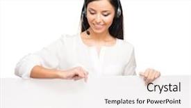  Presentation with robotic limb support - Presentation design enhanced with support operator with the blank background and a  colored foreground