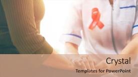  Presentation with breast cancer medical - Cool new PPT layouts with support people living with tumor backdrop and a coral colored foreground