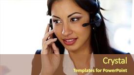  Presentation with support - PPT theme consisting of support phone operator in headset background and a tawny brown colored foreground