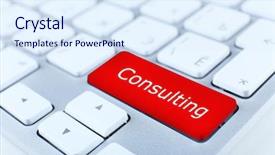  Presentation with consulting - Audience pleasing PPT theme consisting of support services - close up of consulting keyboard backdrop and a sky blue colored foreground