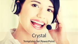  Presentation with staff - Cool new slide set with support staff - beautiful young call-center assistant smiling backdrop and a  colored foreground