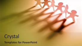  Presentation with cutout paper people standing around globe holding hands - Beautiful slides featuring support staff - paper chain people holding hands backdrop and a gold colored foreground