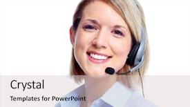  Presentation with staff - Slide deck consisting of support staff - young business woman with headset background and a lemonade colored foreground