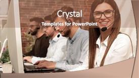  Presentation with support - Beautiful presentation theme featuring support technician in the headset backdrop and a tawny brown colored foreground