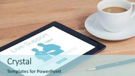  Presentation with live - Presentation enhanced with support text with human representation background and a cool aqua colored foreground