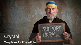  Presentation with blue yellow - PPT theme with support-ukraine-words-in-white background and a dark gray colored foreground