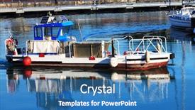  Presentation with sea port - Beautiful slide set featuring support vessel in the sea backdrop and a teal colored foreground