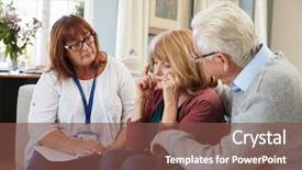  Presentation with senior worker - Audience pleasing slide set consisting of support worker visits senior woman backdrop and a tawny brown colored foreground