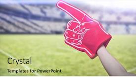  Presentation with foam - Slides having supporter foam hand against digital background and a  colored foreground