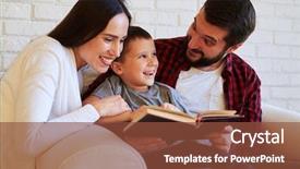  Presentation with family reading - Slide deck consisting of supporting a child while reading background and a tawny brown colored foreground