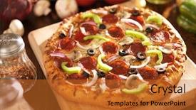  Presentation with italian - Presentation with supreme italian pizza with pepperoni background and a gold colored foreground