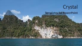  Presentation with boat - Presentation design featuring surat - boat trip to khao sok background and a teal colored foreground