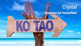  Presentation with teal beach wood - Colorful presentation design enhanced with surat - ko tao wooden sign backdrop and a cobalt blue colored foreground