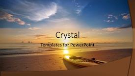  Presentation with sunset beach - Beautiful presentation design featuring surf board - surfboard on the beach backdrop and a yellow colored foreground