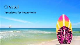  Presentation with sand - Slide deck consisting of sand at pretty beach background and a light gray colored foreground