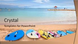  Presentation with bali nusa dua - Amazing theme having surf boards on idyllic tropical backdrop and a lemonade colored foreground