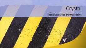  Presentation with black road - PPT theme featuring grunge black and yellow stripes background and a light blue colored foreground