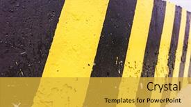  Presentation with black road - Beautiful PPT theme featuring grunge black and yellow stripes backdrop and a yellow colored foreground