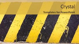  Presentation with black road - Audience pleasing presentation consisting of grunge black and yellow stripes backdrop and a yellow colored foreground
