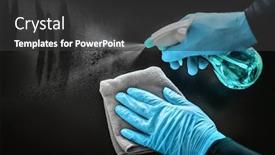  Presentation with medical prevention - PPT theme consisting of surface-cleaning-disinfecting-home background and a dark gray colored foreground
