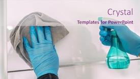  Presentation with disinfection - Amazing PPT theme having surface-cleaning-hygiene-coronavirus-disinfection backdrop and a sky blue colored foreground