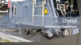  Presentation with milling machine - Theme featuring surface coating technology - elevated milling drum background and a gray colored foreground