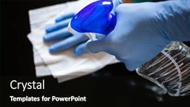  Presentation with medical prevention - Colorful PPT layouts enhanced with surface-home-cleaning-spraying-antibacterial backdrop and a black colored foreground