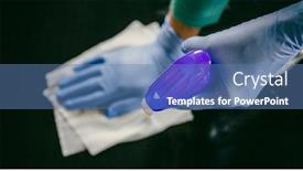  Presentation with medical prevention - Presentation theme featuring surface-home-cleaning-spraying-antibacterial background and a teal colored foreground