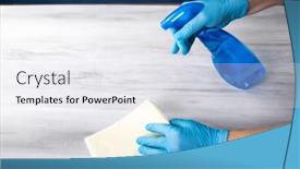  Presentation with covid - Presentation design consisting of surface-home-cleaning-spraying-antibacterial background and a white colored foreground