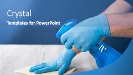  Presentation with cleaning - Slide set with surface-home-cleaning-spraying-antibacterial background and a teal colored foreground