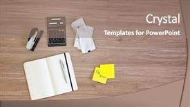  Presentation with desktop - Cool new presentation theme with items include a stapler calendar backdrop and a coral colored foreground