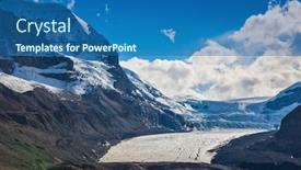  Presentation with banff national park - Colorful slide deck enhanced with surface of glacier is covered with huge cracks melting columbia icefield in banff national park canada backdrop and a ocean colored foreground