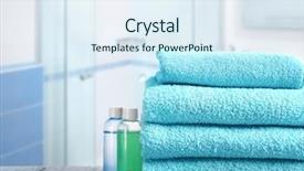  Presentation with clean - Cool new slide deck with surface treatment - stack of clean towels backdrop and a sky blue colored foreground