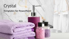  Presentation with clean - Presentation design consisting of surface treatment - stack of clean towels background and a  colored foreground